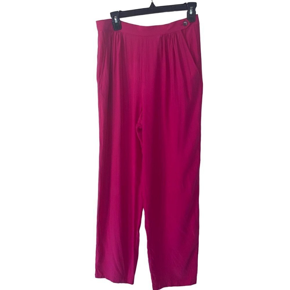 Liz Claiborne Vintage Womens Trousers Size 4 Hot Pink Pure Silk High Rise